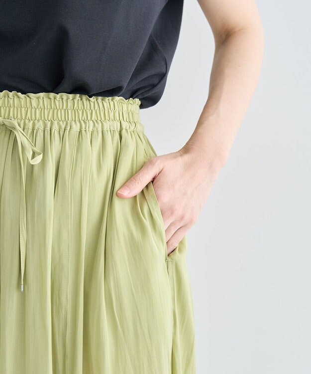 Green Parks サラフレワイドパンツ（無地） Lime Green