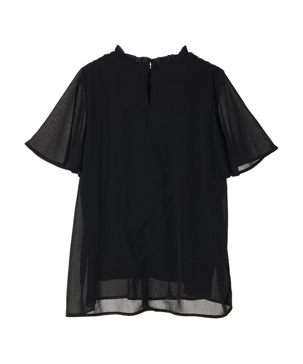 earth music&ecology マジョリカプリーツ半袖ブラウス Black