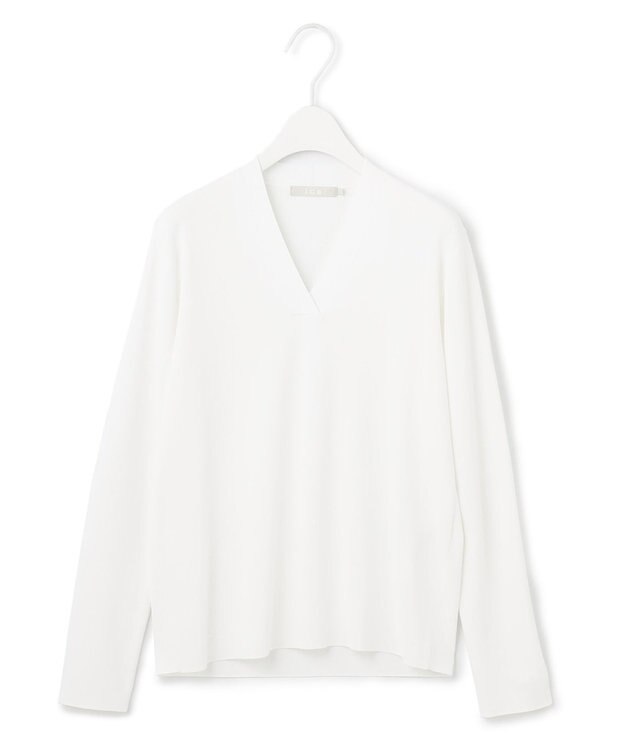 ICB 【洗える】 シンセティックフルニードル Vネックプルオーバー オフホワイト系