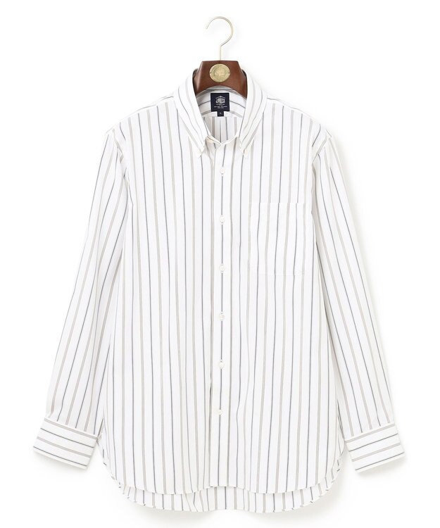 J.PRESS MEN 【KING SIZE】【PREMIUM PLEATS / 形態安定】ジェントリーストライプ シャツ / B.D. ブラウン系2