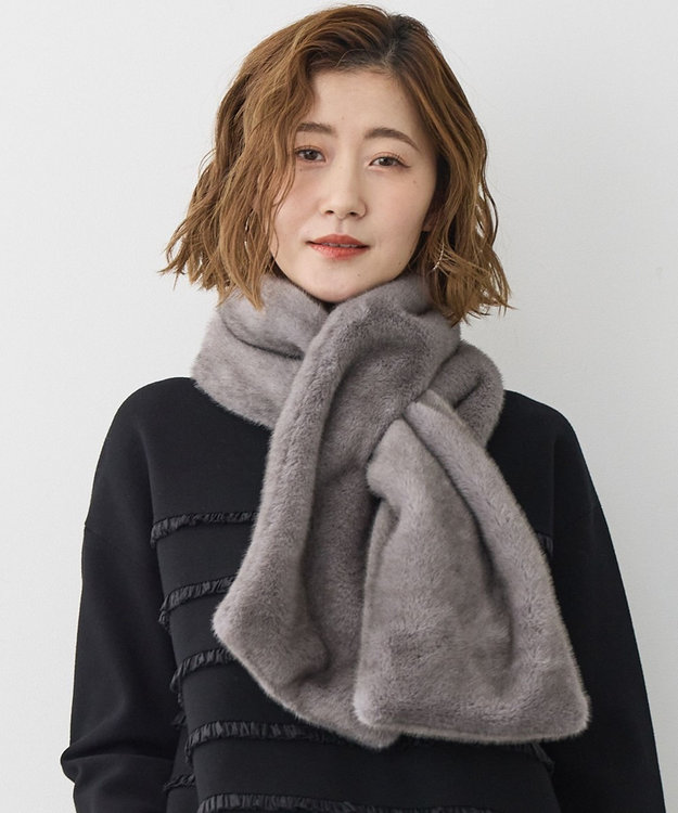 23区 フェイクファー ティペット グレー系