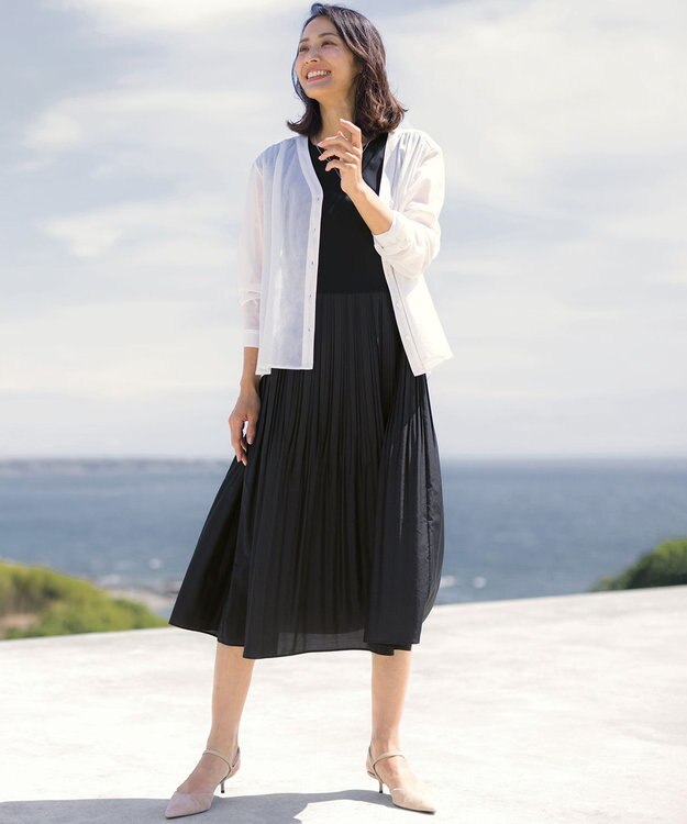 J.PRESS LADIES 【冷房対策に】シアードライトリコット Vネック カーディガン ホワイト系