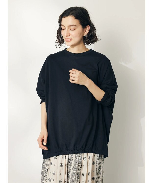 CRAFT STANDARD BOUTIQUE シルケット天竺　フロントギャザーＢＩＧ　Ｔｅｅ　Ｌ／Ｓ Black