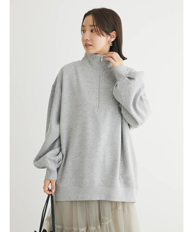 Green Parks ・ＳＵＧＡＲ　ＳＰＯＯＮ　ウラキモウハーフＺＩＰスウェット Gray Mixture