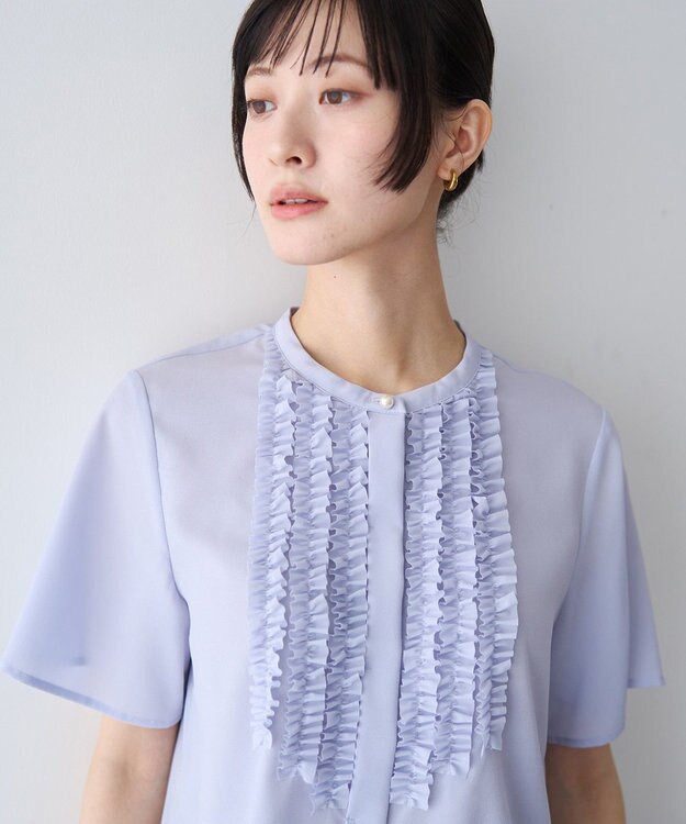 YECCA VECCA フリルデザインブラウス Sax