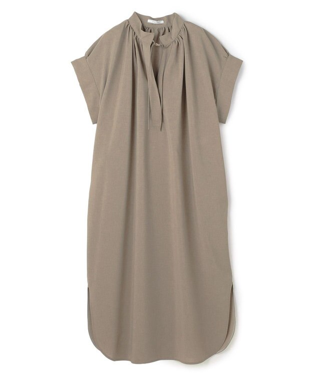 BEIGE， 【イージーケア】BATEAU / ギャザー ストレートドレス Taupe