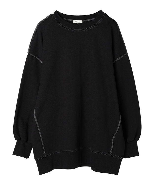earth music&ecology 配色ルーズスウェット Black