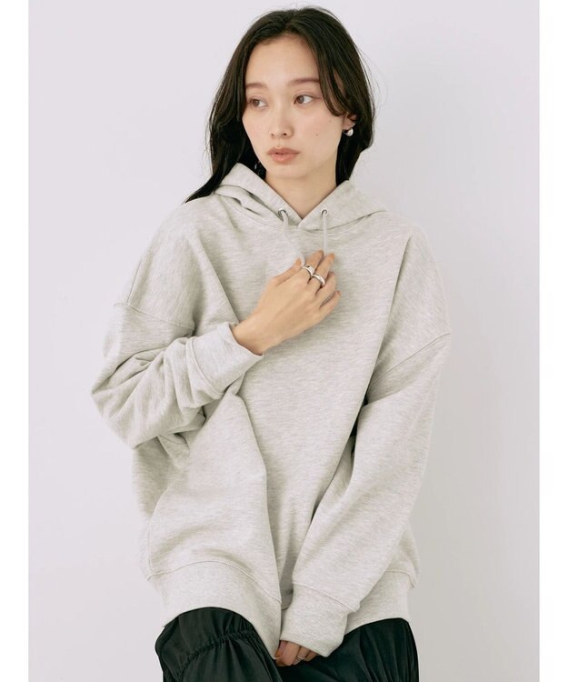 earth music&ecology スウェットルーズパーカー Light Gray Mixture