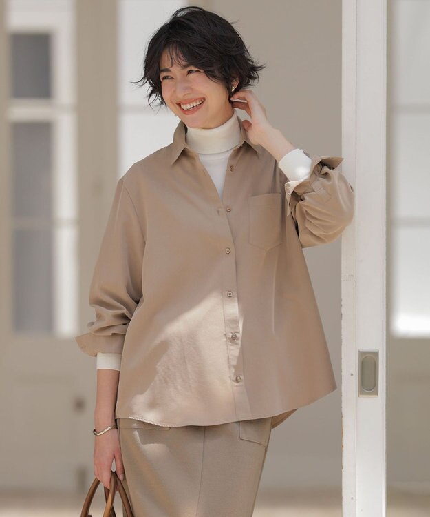 J.PRESS LADIES ピーチポプリン シャツ キャメル系