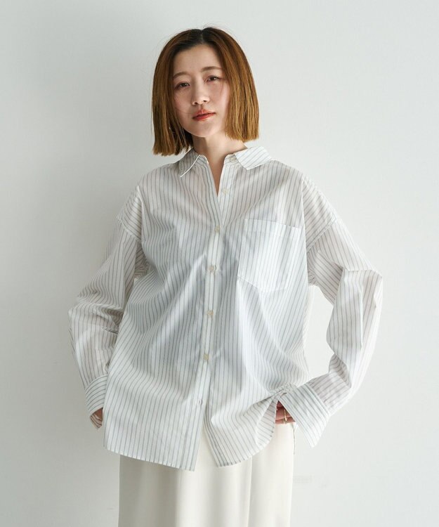 YECCA VECCA イージーケアオーバーシャツ Stripe