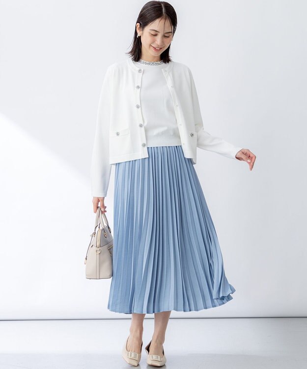 組曲 S 【WEB限定】ビジューパフスリーブ ニット アイボリー系