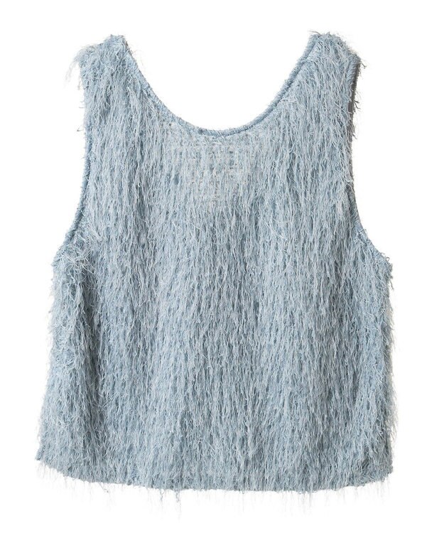 AMERICAN HOLIC 【前後2way】サイドスリットシャギーベスト Grayish Blue