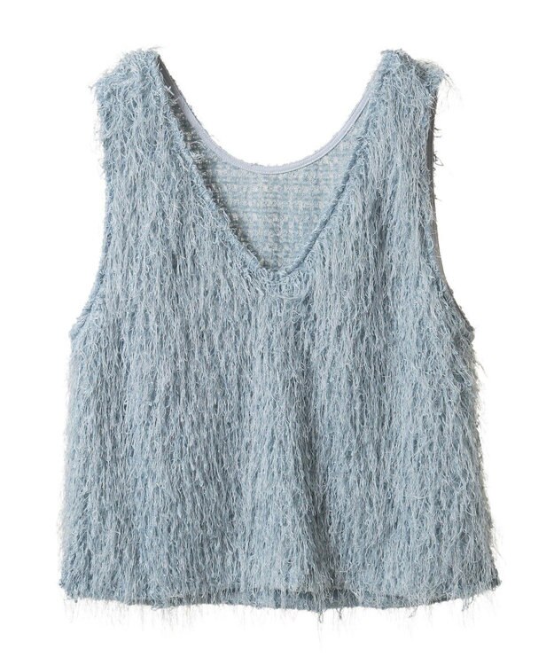 AMERICAN HOLIC 【前後2way】サイドスリットシャギーベスト Grayish Blue