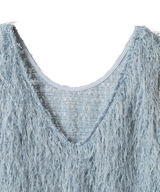 AMERICAN HOLIC 【前後2way】サイドスリットシャギーベスト Grayish Blue