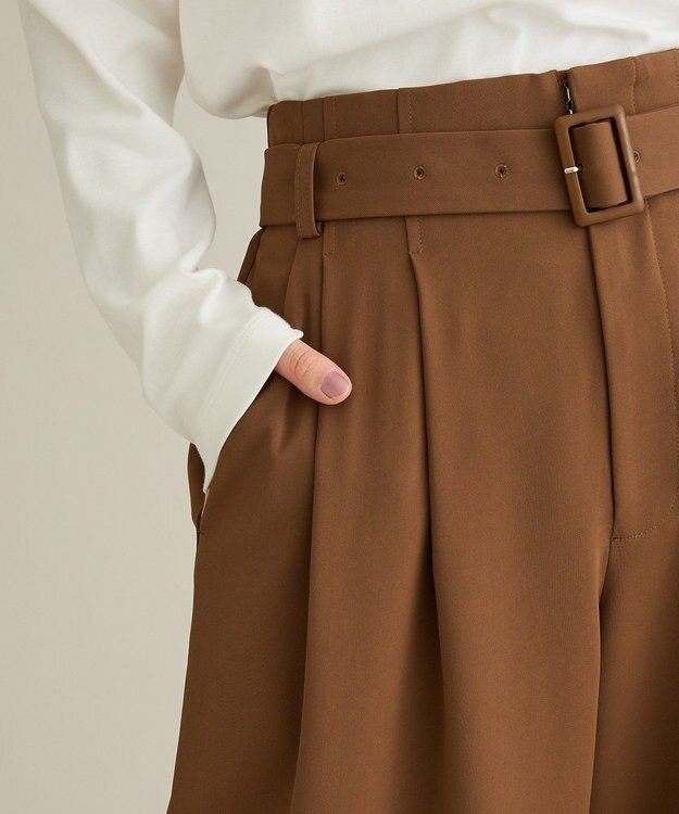 CRAFT STANDARD BOUTIQUE ハイウェストベルトワイドパンツ Brown