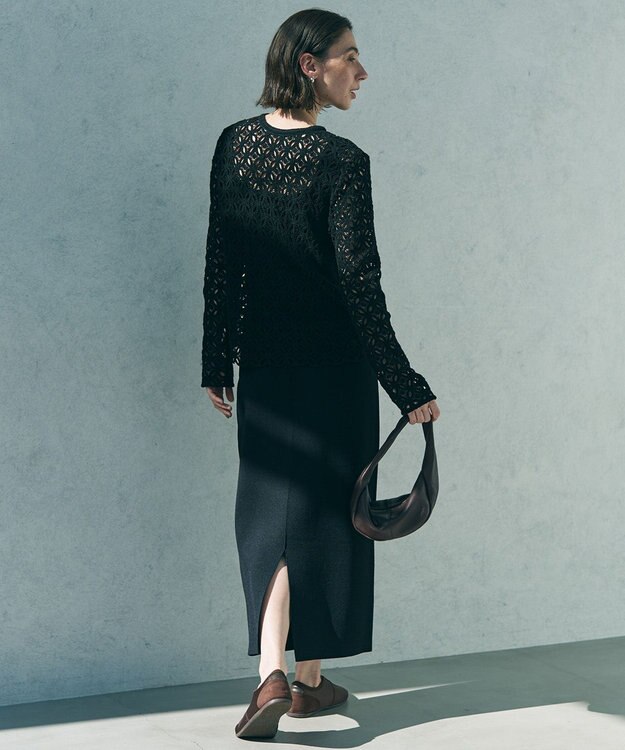 UNFILO 【前後着用可能】ラッセルレース 2WAYプルオーバー ブラック