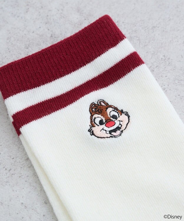 earth music&ecology チップ＆デール／ラインソックス Red