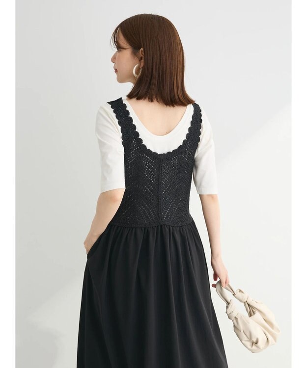 Green Parks ・ＳＵＧＡＲ　ＳＰＯＯＮ　クロシェキリカエワンピース Black