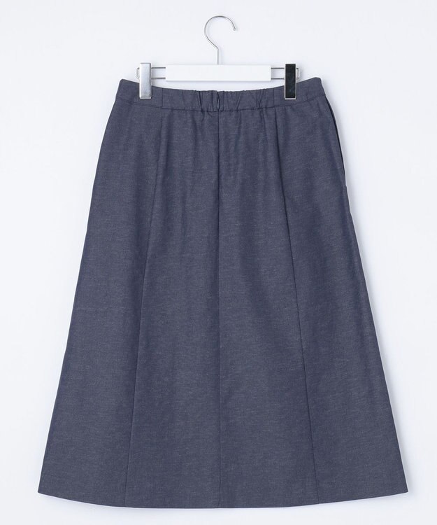 J.PRESS LADIES 【洗える】リネンツイル Aライン スカート ネイビーシャンブレー系