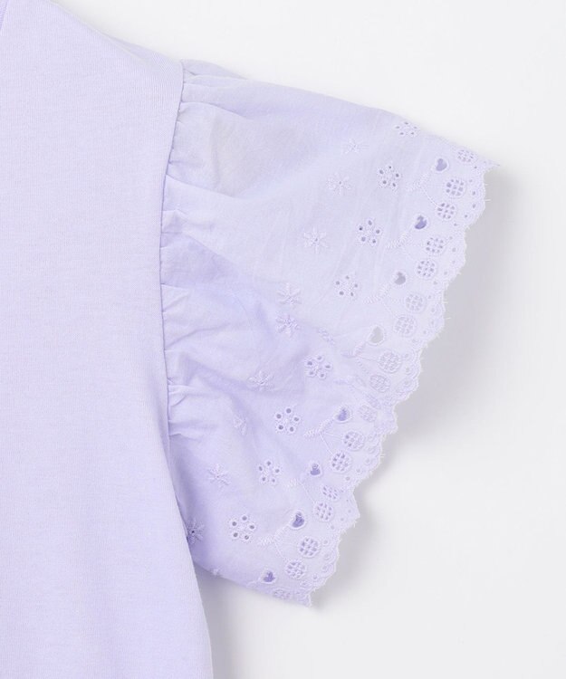 ANY KIDS 袖レース ケーキプリント Tシャツ ラベンダー