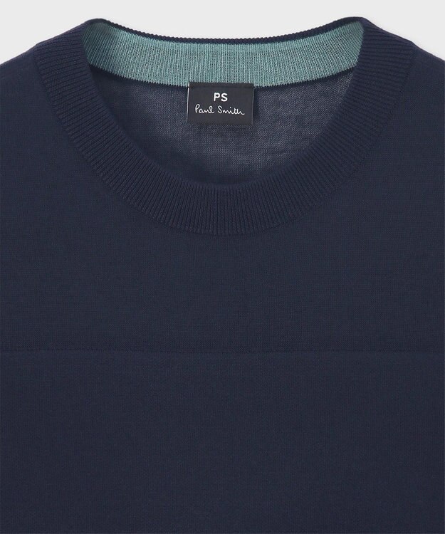 Paul Smith 【洗える】シアーボーダー 半袖ニット ネイビー