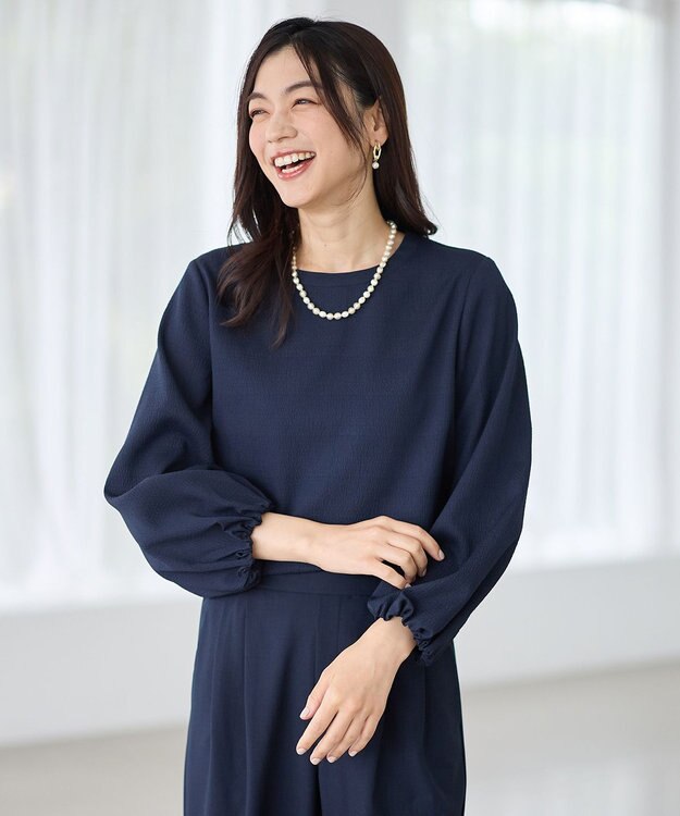 ANY ポコポコバルーン袖ブラウス ネイビー