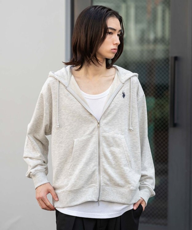 WEGO 【WEB限定/ユニセックス着用ITEM/25年秋冬新作/SMLサイズ展開】別注U.S.POLO ASSN.　ZIPパーカー 杢グレー