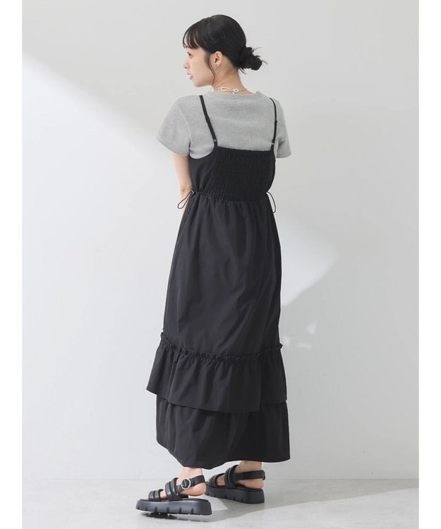 earth music&ecology ドロストティアードキャミワンピース Black