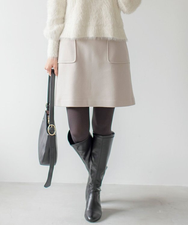 ANY SIS 【セットアップ可】メルトンライク ミニスカート アイボリーベージュ