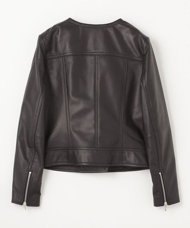 GRACE CONTINENTAL ノーカラーレザーライダースジャケット ブラック