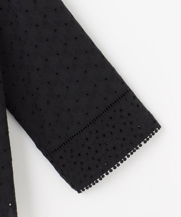 組曲 S エンブロイダリーレース襟付 ブラウス ブラック系