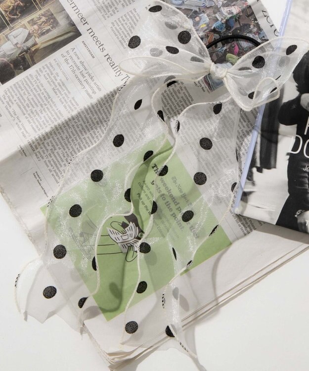 WEGO Lドットスケリボンゴム ライトベージュ