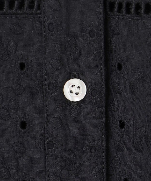 組曲 S エンブロイダリーレース襟付 ブラウス ブラック系