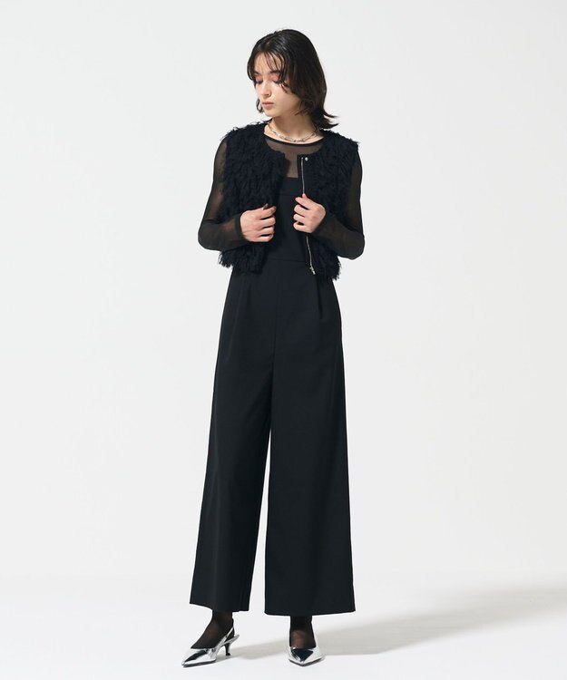 GRACE CONTINENTAL コンパクトフリンジベスト ブラック