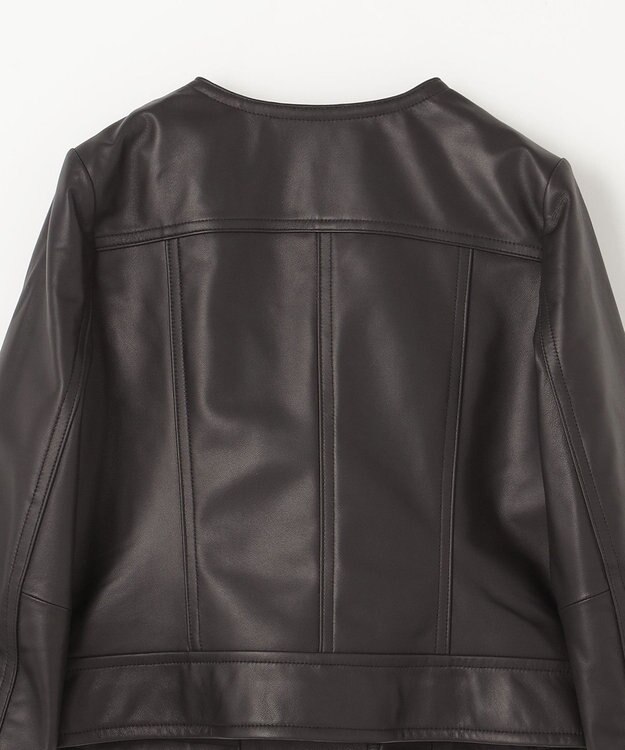 GRACE CONTINENTAL ノーカラーレザーライダースジャケット ブラック