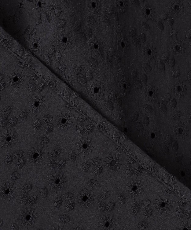 組曲 S エンブロイダリーレース襟付 ブラウス ブラック系