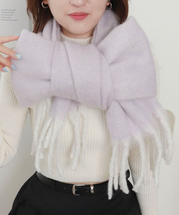 WEGO 【マフラー/ユニセックス着用】ワイドフリンジストール ライトパープル