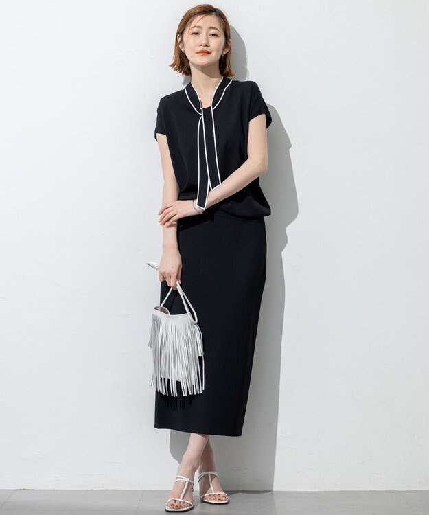 23区 S 【WEB&一部店舗限定/洗える】レーヨンポリエステルストレッチ タイト スカート ブラック系