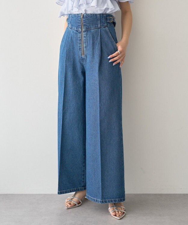 earth music&ecology サイドベルトデニムパンツ Medium Indigo