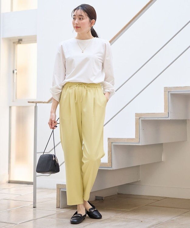 ANY 【洗濯機可/UVケア/アンチピリング】布帛ねじり袖コンビプルオーバー ホワイト