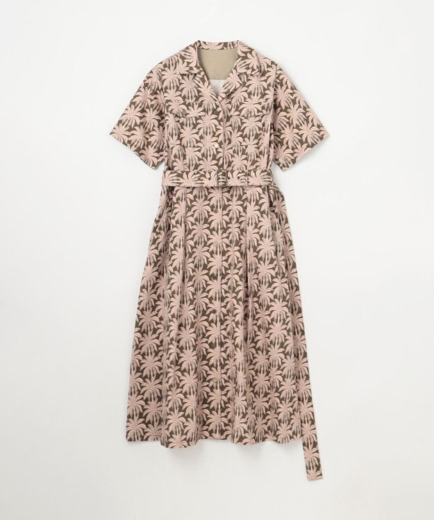 GRACE CONTINENTAL パームモチーフシャツワンピース カーキ