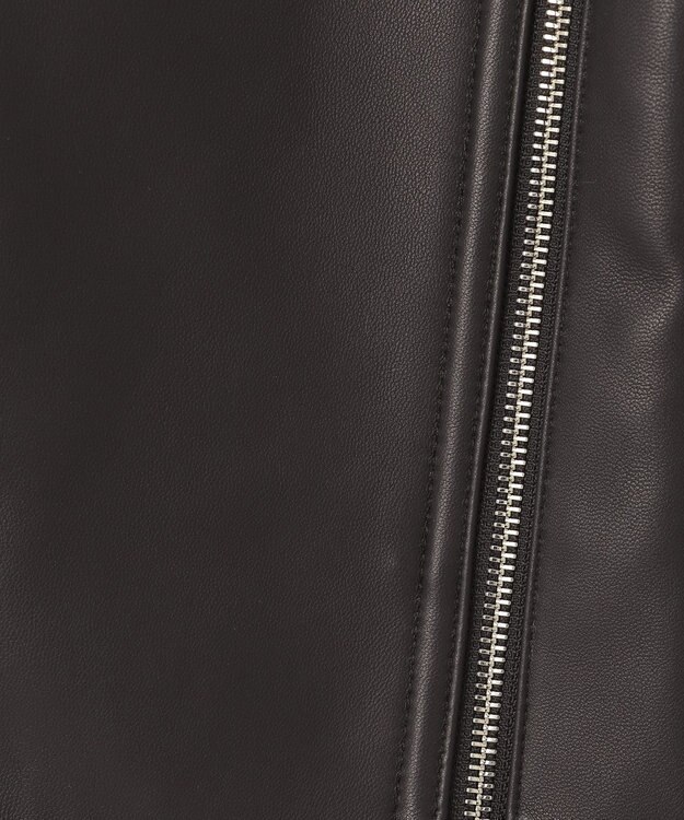 GRACE CONTINENTAL ノーカラーレザーライダースジャケット ブラック