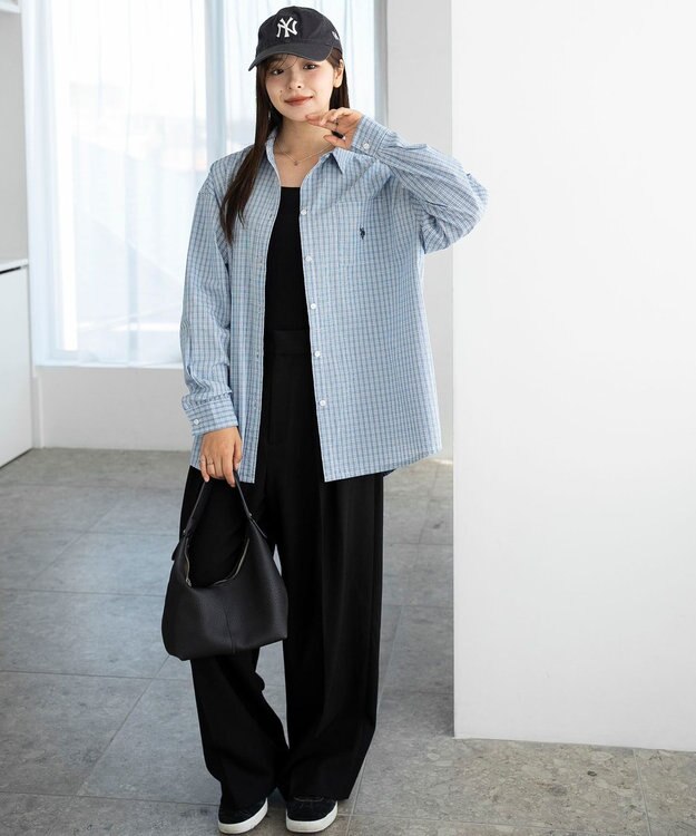 WEGO 【25年秋新色登場★】U.S. POLO ASSN.別注ロングスリーブシャツ ブルーチェック1