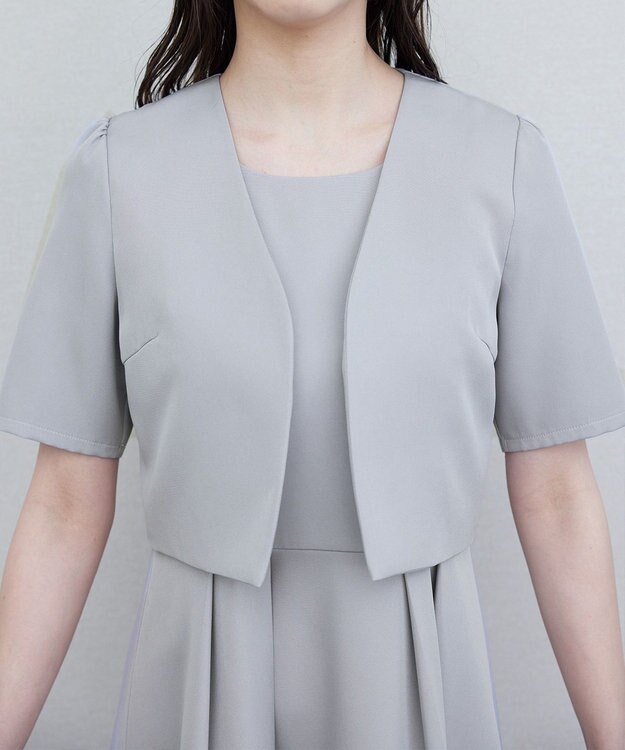 Tiaclasse 【洗える】ボレロ＆ワンピースセット グレー×チャコール