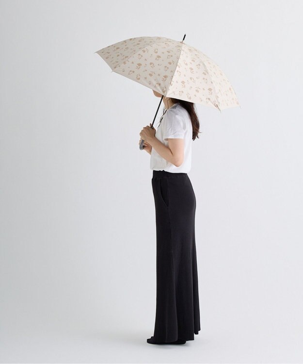 MOONBAT 晴雨兼用日傘 長傘 ボタニカル／遮光 遮熱 UV ベージュ