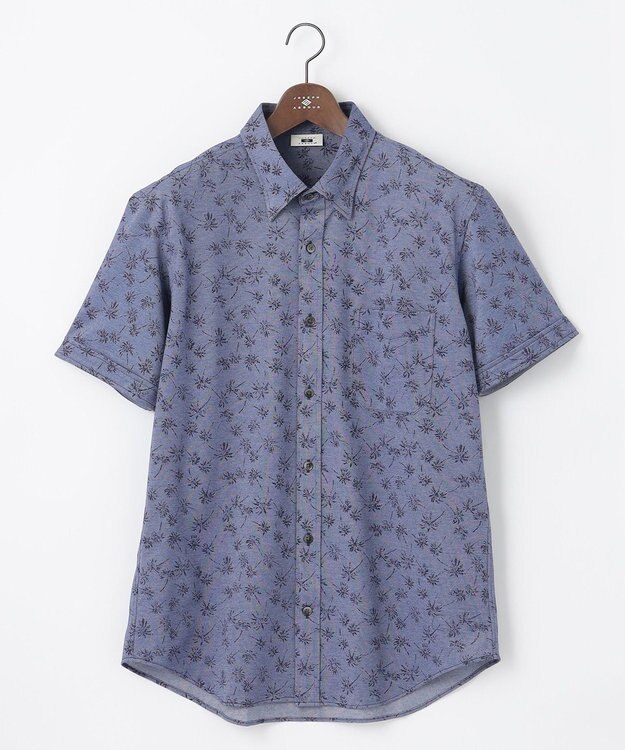 JOSEPH ABBOUD 【キングサイズ・吸水速乾】シャンブレープリントジャージシャツ ネイビー系7