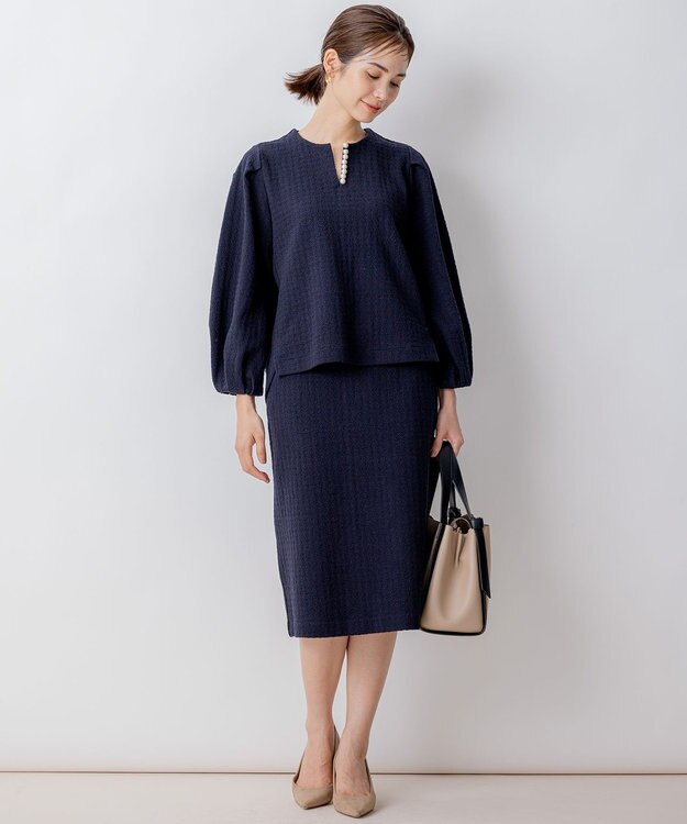 組曲 L 【WEB限定】ニュアンスジャガード セットアップ ネイビー系