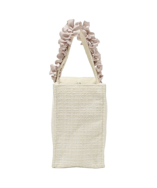 Maison de FLEUR ツイードフリルハンドルスクエアトートバッグ Ivory