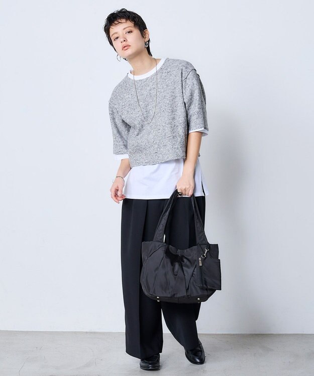 MioFIRANO HERRINGBONE J001 トートバッグ マルチケース付き はっ水 BLACK