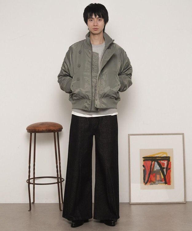 WEGO ナイロンスタンドブルゾン カーキ